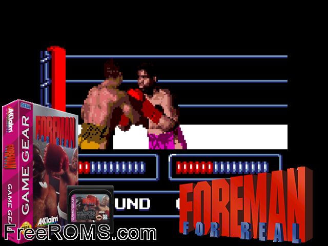 Foreman for Real Game Gear game showing 3D box cover and gameplay screenshot